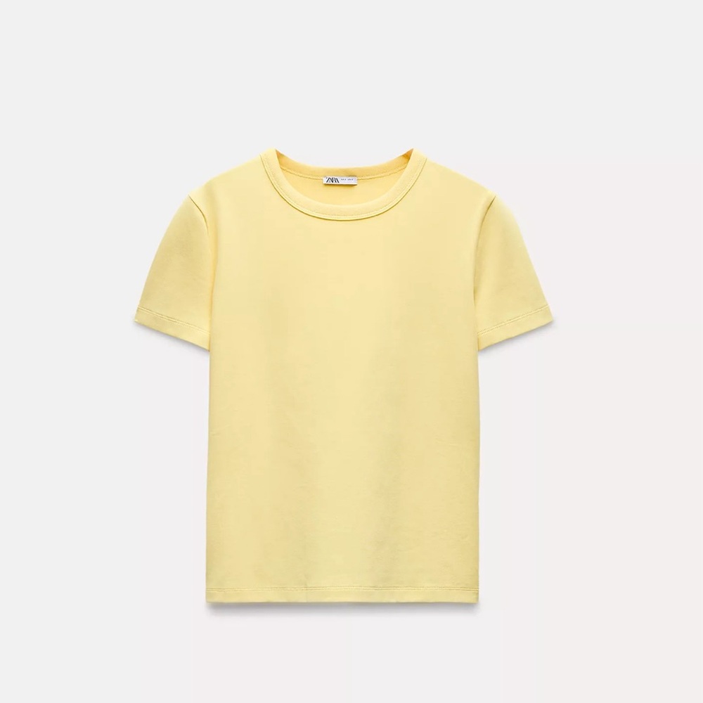 Zara Butter Yellow Short Sleeve Soft Tee NWT